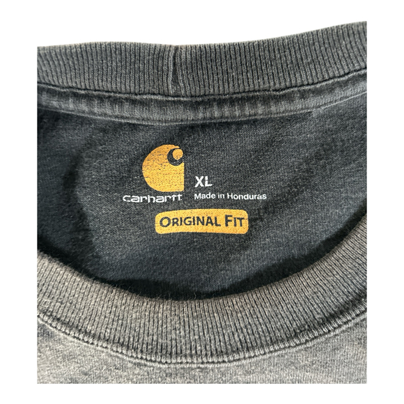 Carhartt T-Shirt Black Front Pocket Shirt Distressed  Sz XL Distressed - Picture 3 of 7